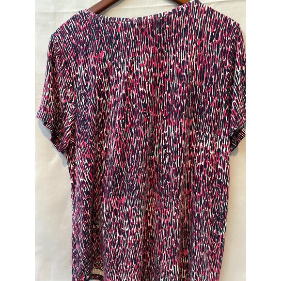 JM Collection Pink and Purple Blouse Sz XL Short Sleeve - Picture 3 of 4